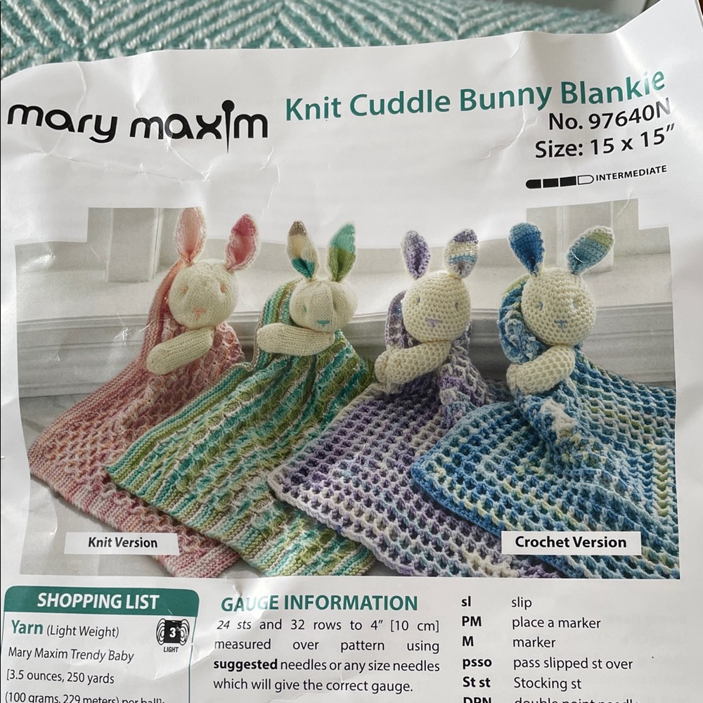 Mary Maxim Cuddle Bunny Blankie Kit - Picture 3 of 3